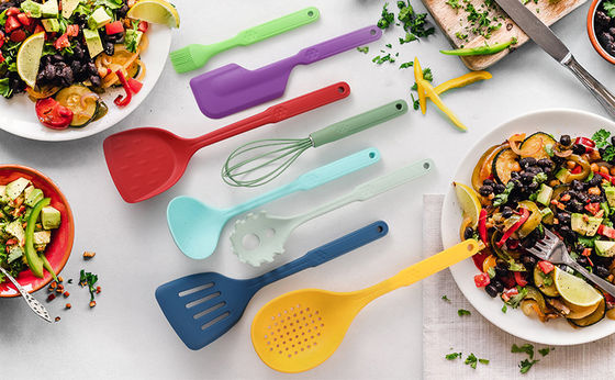 8 Pcs Nonstick Colored Slotted Spoon Silicone Kitchen Utensil Sets
