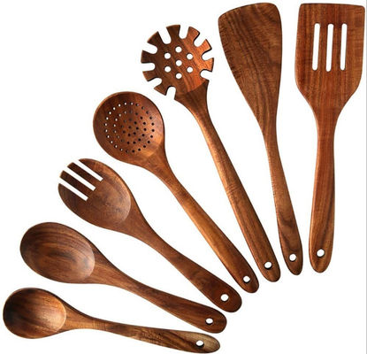 Eco Friendly Teak Wooden Utensil Set Multifunctional OEM Available