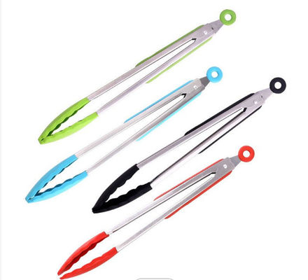 Antirust Silicone Kitchen Tongs , Grillhogs Barbecue Grill Tongs 3pcs