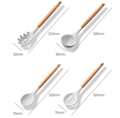Wood Silicone Kitchen Utensil Sets 11PCS Nonmelting Odorless Scaldingproof