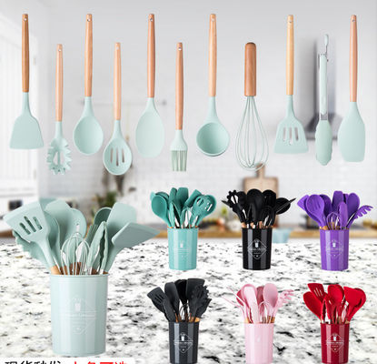 undegradable Silicone Kitchen Utensil Sets , Minimalist 12 Piece Silicone Utensil Set