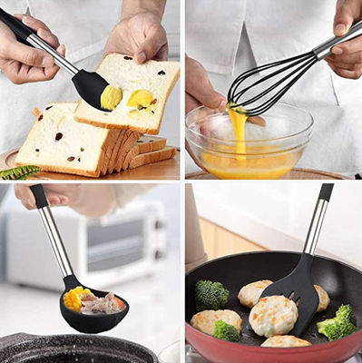 Meltproof Stainless Steel And Silicone Cooking Utensils Heat Resistant