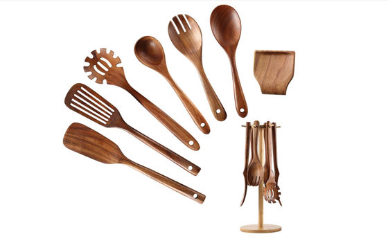 Teak Wooden Kitchen Utensil Set Multifeatures Foodsafe CIQ Available