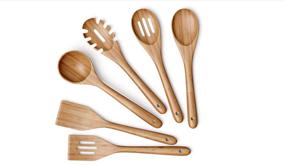 6pcs Wooden Kitchen Utensil Set splinterfree Dentfree Non Phthalate