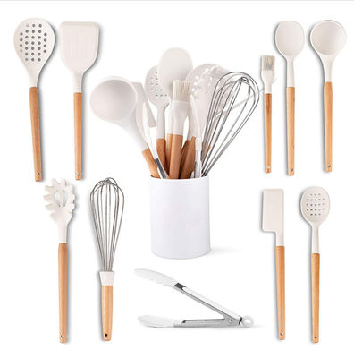 11-Piece White Silicone Kitchen Utensils Heat-Resistant BPA Free