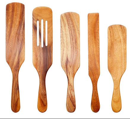 Multifunction Kitchen Wooden Utensil Set , Scratchfree Wooden Handle Spatula Set