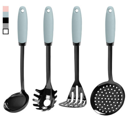 Perforated Stainless Steel And Silicone Utensils , LFGB 4 Piece Utensil Set