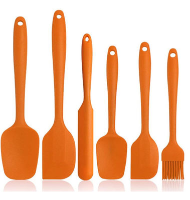 Silicone Spatula Set-Orange 6 Pieces Non-stick-Stainless Steel Mandrel