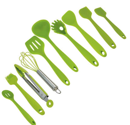 10pcs Silicone Utensils Set, Heat-Resistant, Non-Stick (Green)