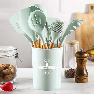 Silicone Kitchen Utensil Sets Wooden Handle Kitchen Gadgets Utensils Set