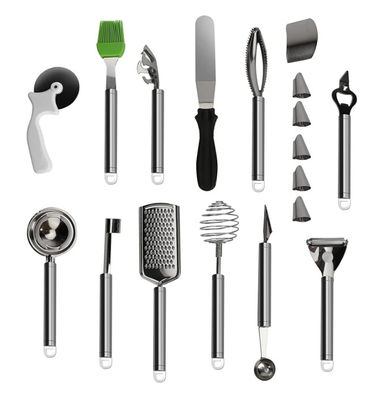 Robust Stainless Steel Kitchen Utensil Sets , 18pcs Rustproof Kitchen Tool Kit