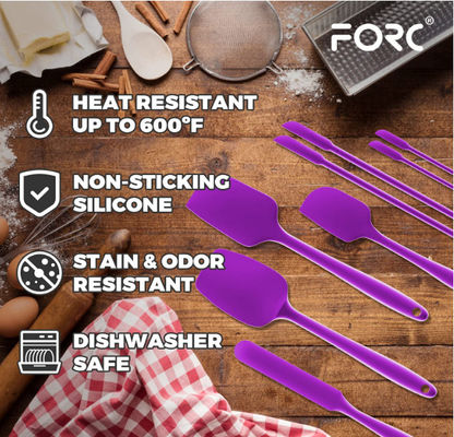 Seamless Silicone Kitchen Utensil Sets Purple Multifunction Dishwashersafe