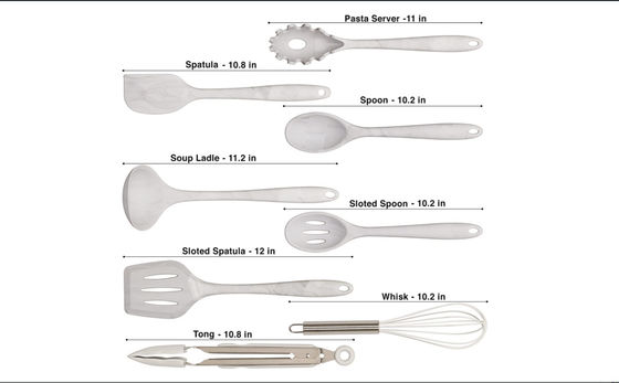 Multipurpose 8 Piece Kitchen Utensil Set , Antiodor Silicone Utensils Kitchen Set