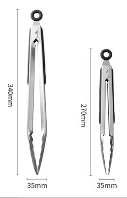 Stainless Steel Kitchen Tongs 9"And 12" Set, With Silicone Handles