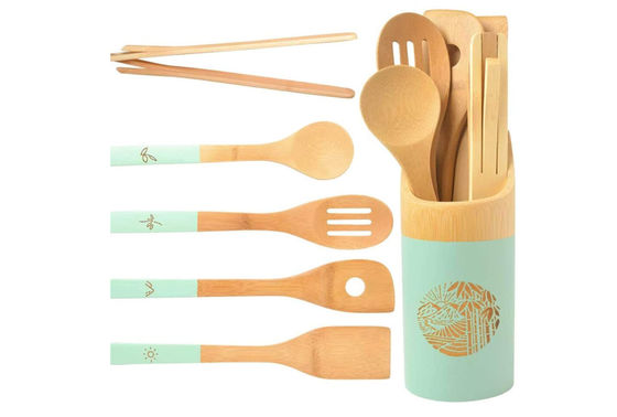 Bamboo Wooden Kitchen Utensil Set 6pcs Heavy Duty Rustresistant