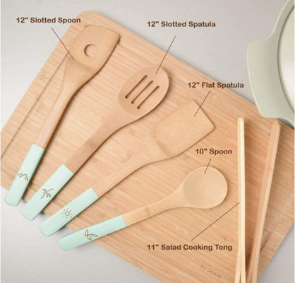 Bamboo Wooden Kitchen Utensil Set 6pcs Heavy Duty Rustresistant