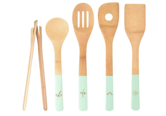 Bamboo Wooden Kitchen Utensil Set 6pcs Heavy Duty Rustresistant