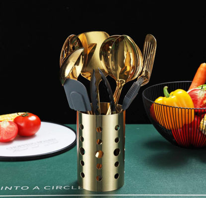 Gold Stainless Steel Spatula Set CU Approved Multiusage Titanium Plating