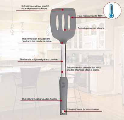 Modern Grey Silicone Kitchen Utensil Set High Temp Resistant Corrosionfree