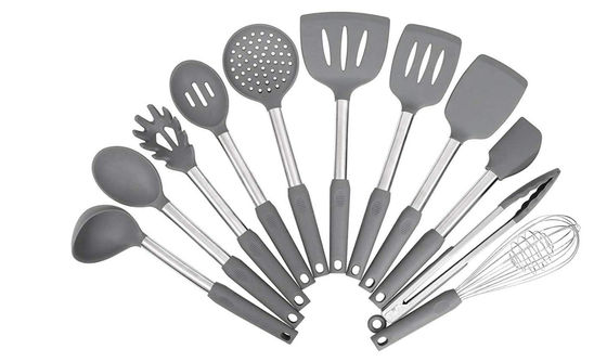 Modern Grey Silicone Kitchen Utensil Set High Temp Resistant Corrosionfree