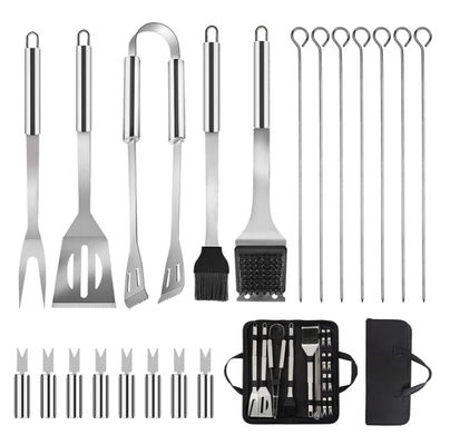 FDA Approved Camping Bbq Utensil Set , 20pcs Stainless Steel Grill Tool Set