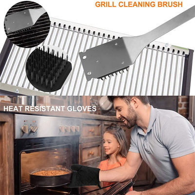 Silver BBQ Utensil Set Heatinsulated Antirust With Storage Bag