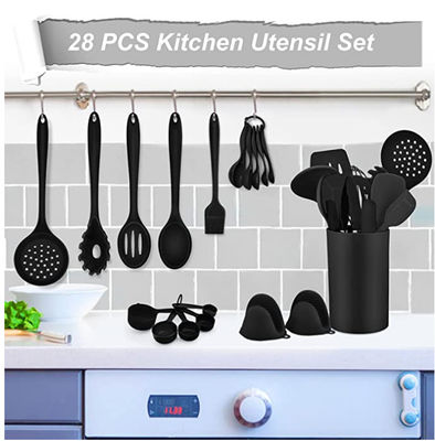 28pcs Silicone Kitchen Utensil Sets Nonstick Nonscratch Minimalist Style