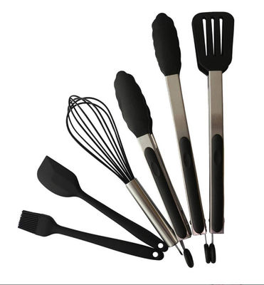 6pcs Kitchen Utensil Set Premium Silicone BPA Free Non-Stick Stainless Steel