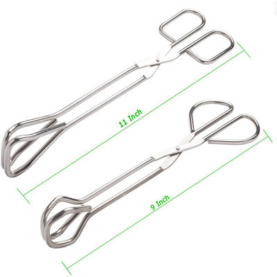 LFGB 9.45 Inches Stainless Steel Kitchen Tongs For Cooking Serving Scissors