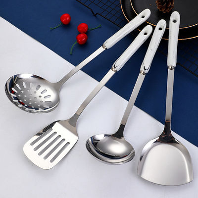 6 Pieces Stainless Steel Kitchen Utensil Sets Luxury Marble Handle Custom Logo