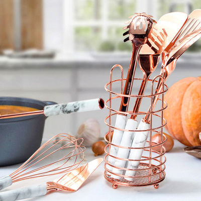7 Pcs Cooking Utensils Set Stainless Steel Heat Resistant Rose Gold Kitchen Accessories