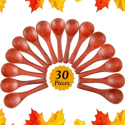 Nature Wooden Mini Tasting Condiments Salt Spoon For Kitchen Cooking 30 Pieces