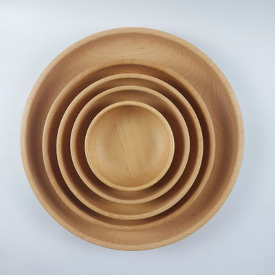 BPA Free Wooden Kitchen Utensil Set Creative Beech Wood Plate Round Salad Pickle Bowl