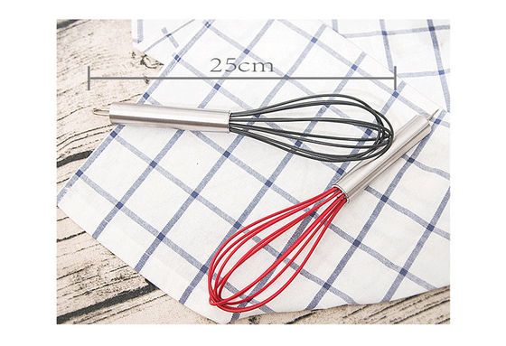 Manual Whisk 10 Inch 5 Line Thick Stainless Steel Handle Silicone Whisk Wholesale Baking Tools