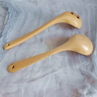 Wooden Spoon Heart Shaped Round Colander Fondue Oil Spoon Cooking Spoon