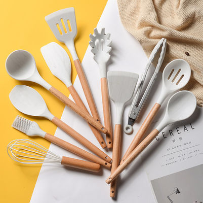 11 Pcs Non Stick Silicone Kitchen Utensil Sets Household Wooden Handle