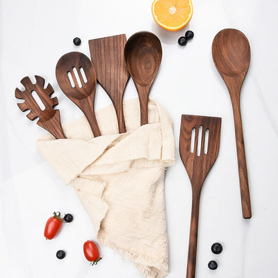 Black Walnut Kitchen Utensil 6 Pcs Home Solid Wood Spatula Spoon Cooking Set