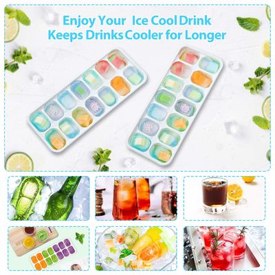 4 Pack Easy Release Silicone Moulds 14 Ice Cube Trays With Spill Resistant Removable Lid