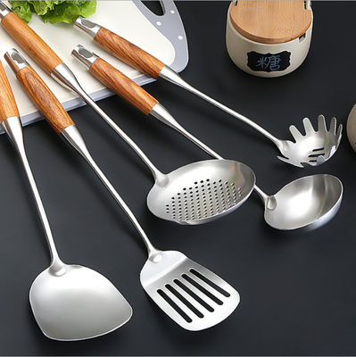 304 Stainless Steel Kitchen Utensil Set Spatula Pear Wood Cooking Spoon