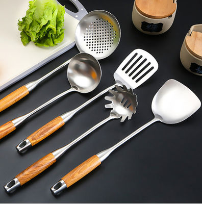 304 Stainless Steel Kitchen Utensil Set Spatula Pear Wood Cooking Spoon