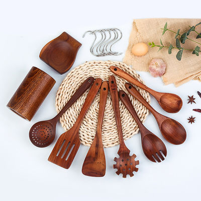 Nonstick Wooden Kitchen Utensil Cooking Spoons Natural Teak Kitchen Utensils Set