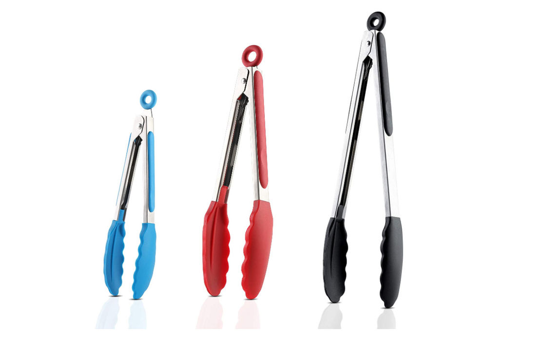 CIQ Approved Silicone Food Tongs , PVC Free Metal Kitchen Tongs