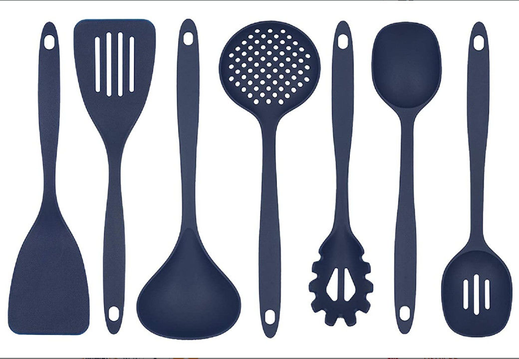 Cooking kitchen utensil set-7 pieces,suitable for non-stick cookware,blue