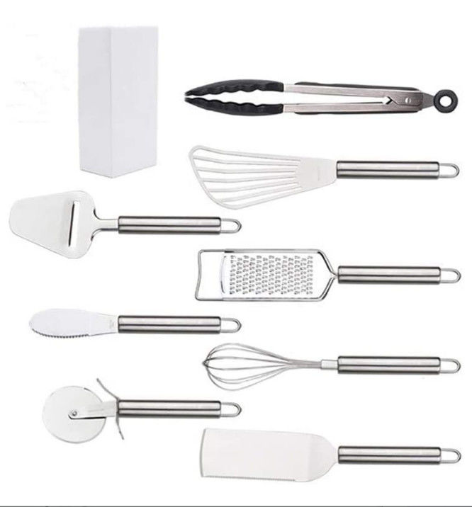 Multipurpose Stainless Kitchen Utensil Set Nonmelting Rustless 8 Piece