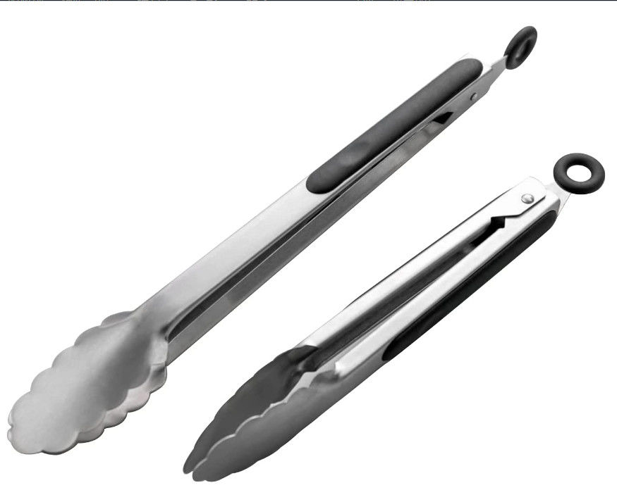 Stainless Steel Kitchen Tongs 9"And 12" Set, With Silicone Handles