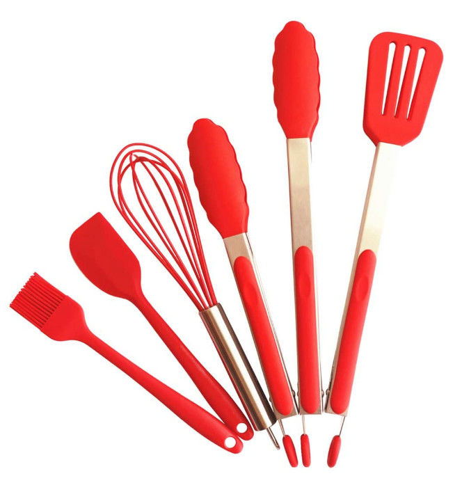 Odorproof Stainless Steel And Silicone Cooking Utensils 6pcs Anticorrosion