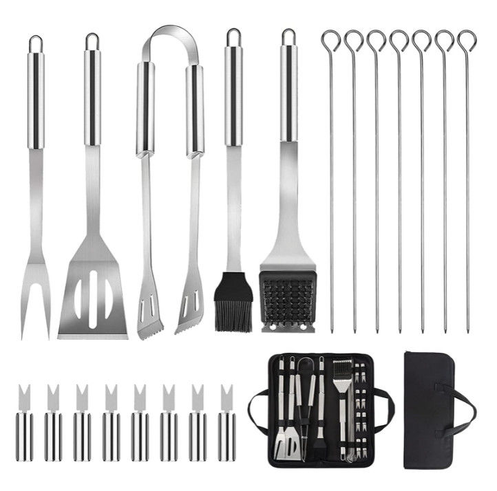 FDA Approved Camping Bbq Utensil Set , 20pcs Stainless Steel Grill Tool Set