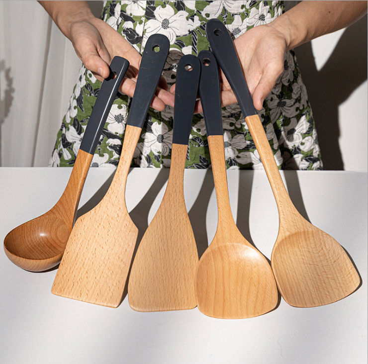 Custom Teak Wooden Kitchen Utensil Set Kitchenware Tool Food Grade
