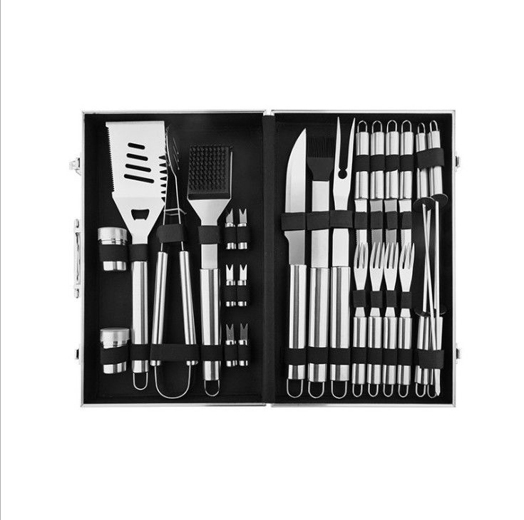 Family Picnic Camping Portable Aluminum Box Stainless Steel BBQ Baking Set