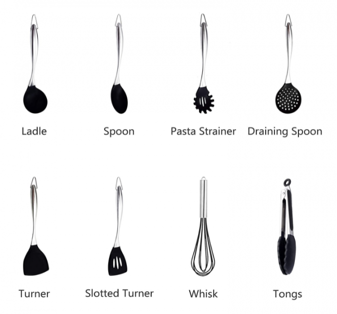 Silicone Cooking Utensil Set, 8 Piece Kitchen Utensils Set Kitchen Gadgets 0